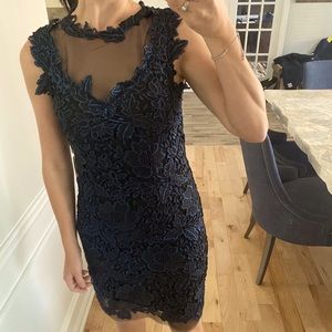 NWOT Caché Navy Blue lace cocktail dress